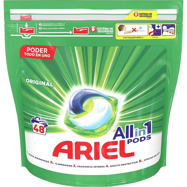 Ariel 3en1 Pods, Lessive en Capsules Originale, 50 Lavages, Nettoyage Incroyable, Nettoie, retire les taches,