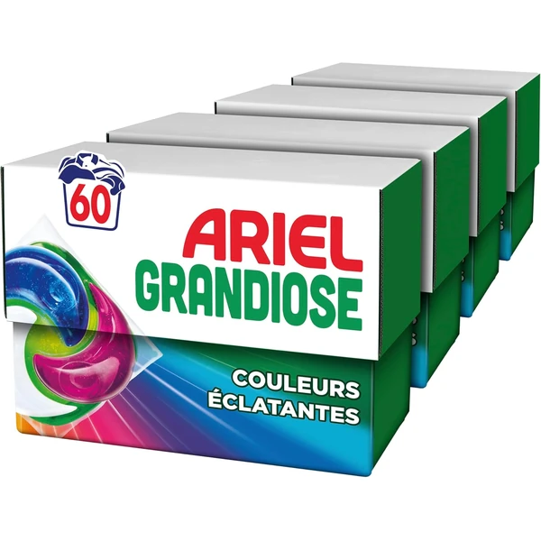 Ariel PODS Grandiose Lessive en capsule Couleurs Éclatantes x60 | 60 lavages (4x15). Idéal Pour Les Lessives M