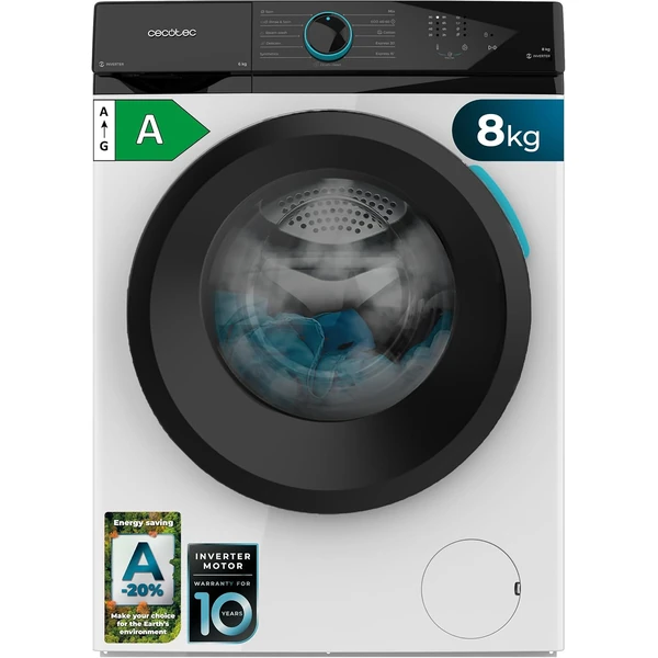 Cecotec Lave linge Frontal Bolero DressCode 7150 Inverter A, Machine à laver 7 kg, 1400 tr,min, 12 programmes,