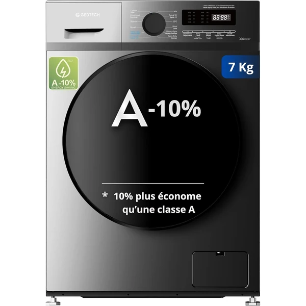 Lave-linge frontal GEDTECH GLL71200BL - 7 Kgs - 1200 tr/mn - 16 programmes - Eco - Intensif - Rapide – Très Fa