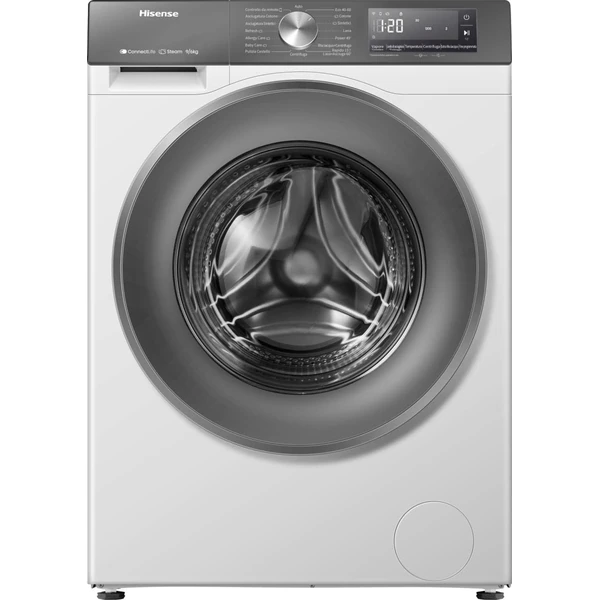 Hisense WD3S9043BW7 Lave-sécheuse 9 + 6 kg, 1400 Rpm, 15 programmes automatiques, vapeur, moteur inverter, cla