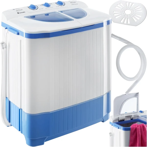 tectake® Mini Machine à laver Portable 2 en 1 Multi-Fonction Essorage, Petite taille Compact, Capacité de char